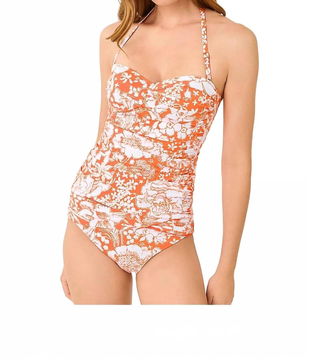 NEW LILLY PULITZER flamenco tankini top in sunset orange budding romance
